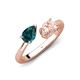 4 - Afra 1.60 ctw London Blue Topaz Pear Shape (7x5 mm) & Morganite Oval Shape (7x5 mm) Toi Et Moi Engagement Ring 