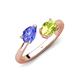 4 - Afra 1.65 ctw Tanzanite Pear Shape (7x5 mm) & Peridot Oval Shape (7x5 mm) Toi Et Moi Engagement Ring 