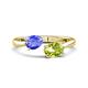 1 - Afra 1.65 ctw Tanzanite Pear Shape (7x5 mm) & Peridot Oval Shape (7x5 mm) Toi Et Moi Engagement Ring 