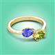 3 - Afra 1.65 ctw Tanzanite Pear Shape (7x5 mm) & Peridot Oval Shape (7x5 mm) Toi Et Moi Engagement Ring 