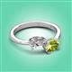 3 - Afra 1.75 ctw Moissanite Pear Shape (7x5 mm) & Peridot Oval Shape (7x5 mm) Toi Et Moi Engagement Ring 