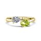 1 - Afra 1.75 ctw Moissanite Pear Shape (7x5 mm) & Peridot Oval Shape (7x5 mm) Toi Et Moi Engagement Ring 