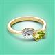 3 - Afra 1.75 ctw Moissanite Pear Shape (7x5 mm) & Peridot Oval Shape (7x5 mm) Toi Et Moi Engagement Ring 