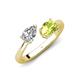 4 - Afra 1.75 ctw Moissanite Pear Shape (7x5 mm) & Peridot Oval Shape (7x5 mm) Toi Et Moi Engagement Ring 