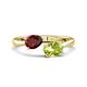 1 - Afra 1.80 ctw Red Garnet Pear Shape (7x5 mm) & Peridot Oval Shape (7x5 mm) Toi Et Moi Engagement Ring 