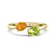 1 - Afra 1.55 ctw Citrine Pear Shape (7x5 mm) & Peridot Oval Shape (7x5 mm) Toi Et Moi Engagement Ring 