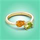 3 - Afra 1.55 ctw Citrine Pear Shape (7x5 mm) & Peridot Oval Shape (7x5 mm) Toi Et Moi Engagement Ring 