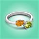 3 - Afra 1.55 ctw Citrine Pear Shape (7x5 mm) & Peridot Oval Shape (7x5 mm) Toi Et Moi Engagement Ring 