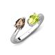 4 - Afra 1.55 ctw Smoky Quartz Pear Shape (7x5 mm) & Peridot Oval Shape (7x5 mm) Toi Et Moi Engagement Ring 