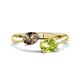 1 - Afra 1.55 ctw Smoky Quartz Pear Shape (7x5 mm) & Peridot Oval Shape (7x5 mm) Toi Et Moi Engagement Ring 