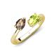 4 - Afra 1.55 ctw Smoky Quartz Pear Shape (7x5 mm) & Peridot Oval Shape (7x5 mm) Toi Et Moi Engagement Ring 