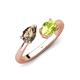 4 - Afra 1.55 ctw Smoky Quartz Pear Shape (7x5 mm) & Peridot Oval Shape (7x5 mm) Toi Et Moi Engagement Ring 