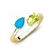 4 - Afra 1.80 ctw Blue Sapphire Pear Shape (7x5 mm) & Peridot Oval Shape (7x5 mm) Toi Et Moi Engagement Ring 
