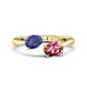 1 - Afra 1.45 ctw Iolite Pear Shape (7x5 mm) & Pink Tourmaline Oval Shape (7x5 mm) Toi Et Moi Engagement Ring 