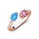 4 - Afra 1.70 ctw Blue Topaz Pear Shape (7x5 mm) & Pink Tourmaline Oval Shape (7x5 mm) Toi Et Moi Engagement Ring 