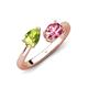 4 - Afra 1.65 ctw Peridot Pear Shape (7x5 mm) & Pink Tourmaline Oval Shape (7x5 mm) Toi Et Moi Engagement Ring 