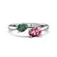 1 - Afra 1.71 ctw Lab Created Alexandrite Pear Shape (7x5 mm) & Pink Tourmaline Oval Shape (7x5 mm) Toi Et Moi Engagement Ring 