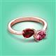 3 - Afra 1.75 ctw Red Garnet Pear Shape (7x5 mm) & Pink Tourmaline Oval Shape (7x5 mm) Toi Et Moi Engagement Ring 