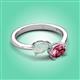 3 - Afra 1.20 ctw Opal Pear Shape (7x5 mm) & Pink Tourmaline Oval Shape (7x5 mm) Toi Et Moi Engagement Ring 