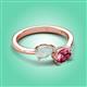 3 - Afra 1.20 ctw Opal Pear Shape (7x5 mm) & Pink Tourmaline Oval Shape (7x5 mm) Toi Et Moi Engagement Ring 
