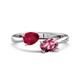 1 - Afra 1.80 ctw Ruby Pear Shape (7x5 mm) & Pink Tourmaline Oval Shape (7x5 mm) Toi Et Moi Engagement Ring 