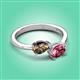 3 - Afra 1.50 ctw Smoky Quartz Pear Shape (7x5 mm) & Pink Tourmaline Oval Shape (7x5 mm) Toi Et Moi Engagement Ring 