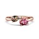 1 - Afra 1.50 ctw Smoky Quartz Pear Shape (7x5 mm) & Pink Tourmaline Oval Shape (7x5 mm) Toi Et Moi Engagement Ring 