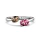 1 - Afra 1.50 ctw Smoky Quartz Pear Shape (7x5 mm) & Pink Tourmaline Oval Shape (7x5 mm) Toi Et Moi Engagement Ring 