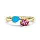 1 - Afra 1.20 ctw Turquoise Pear Shape (7x5 mm) & Pink Tourmaline Oval Shape (7x5 mm) Toi Et Moi Engagement Ring 