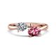 1 - Afra 1.75 ctw White Sapphire Pear Shape (7x5 mm) & Pink Tourmaline Oval Shape (7x5 mm) Toi Et Moi Engagement Ring 