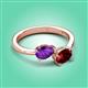 3 - Afra 1.60 ctw Amethyst Pear Shape (7x5 mm) & Red Garnet Oval Shape (7x5 mm) Toi Et Moi Engagement Ring 