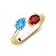 4 - Afra 1.80 ctw Blue Topaz Pear Shape (7x5 mm) & Red Garnet Oval Shape (7x5 mm) Toi Et Moi Engagement Ring 