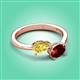 3 - Afra 1.85 ctw Yellow Sapphire Pear Shape (7x5 mm) & Red Garnet Oval Shape (7x5 mm) Toi Et Moi Engagement Ring 