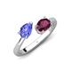 4 - Afra 1.75 ctw Tanzanite Pear Shape (7x5 mm) & Rhodolite Garnet Oval Shape (7x5 mm) Toi Et Moi Engagement Ring 