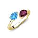 4 - Afra 1.85 ctw Blue Topaz Pear Shape (7x5 mm) & Rhodolite Garnet Oval Shape (7x5 mm) Toi Et Moi Engagement Ring 