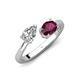 4 - Afra 1.85 ctw Moissanite Pear Shape (7x5 mm) & Rhodolite Garnet Oval Shape (7x5 mm) Toi Et Moi Engagement Ring 