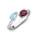 4 - Afra 1.60 ctw Aquamarine Pear Shape (7x5 mm) & Rhodolite Garnet Oval Shape (7x5 mm) Toi Et Moi Engagement Ring 