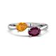 1 - Afra 1.65 ctw Citrine Pear Shape (7x5 mm) & Rhodolite Garnet Oval Shape (7x5 mm) Toi Et Moi Engagement Ring 
