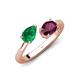 4 - Afra 1.80 ctw Emerald Pear Shape (7x5 mm) & Rhodolite Garnet Oval Shape (7x5 mm) Toi Et Moi Engagement Ring 