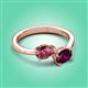 3 - Afra 1.70 ctw Pink Tourmaline Pear Shape (7x5 mm) & Rhodolite Garnet Oval Shape (7x5 mm) Toi Et Moi Engagement Ring 