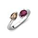 4 - Afra 1.65 ctw Smoky Quartz Pear Shape (7x5 mm) & Rhodolite Garnet Oval Shape (7x5 mm) Toi Et Moi Engagement Ring 