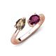 4 - Afra 1.65 ctw Smoky Quartz Pear Shape (7x5 mm) & Rhodolite Garnet Oval Shape (7x5 mm) Toi Et Moi Engagement Ring 