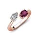 4 - Afra 1.90 ctw White Sapphire Pear Shape (7x5 mm) & Rhodolite Garnet Oval Shape (7x5 mm) Toi Et Moi Engagement Ring 