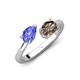 4 - Afra 1.50 ctw Tanzanite Pear Shape (7x5 mm) & Smoky Quartz Oval Shape (7x5 mm) Toi Et Moi Engagement Ring 