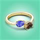 3 - Afra 1.50 ctw Tanzanite Pear Shape (7x5 mm) & Smoky Quartz Oval Shape (7x5 mm) Toi Et Moi Engagement Ring 