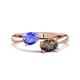 1 - Afra 1.50 ctw Tanzanite Pear Shape (7x5 mm) & Smoky Quartz Oval Shape (7x5 mm) Toi Et Moi Engagement Ring 