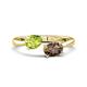 1 - Afra 1.55 ctw Peridot Pear Shape (7x5 mm) & Smoky Quartz Oval Shape (7x5 mm) Toi Et Moi Engagement Ring 