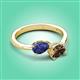 3 - Afra 1.35 ctw Iolite Pear Shape (7x5 mm) & Smoky Quartz Oval Shape (7x5 mm) Toi Et Moi Engagement Ring 