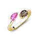 4 - Afra 1.65 ctw Pink Sapphire Pear Shape (7x5 mm) & Smoky Quartz Oval Shape (7x5 mm) Toi Et Moi Engagement Ring 
