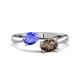 1 - Afra 1.50 ctw Tanzanite Pear Shape (7x5 mm) & Smoky Quartz Oval Shape (7x5 mm) Toi Et Moi Engagement Ring 